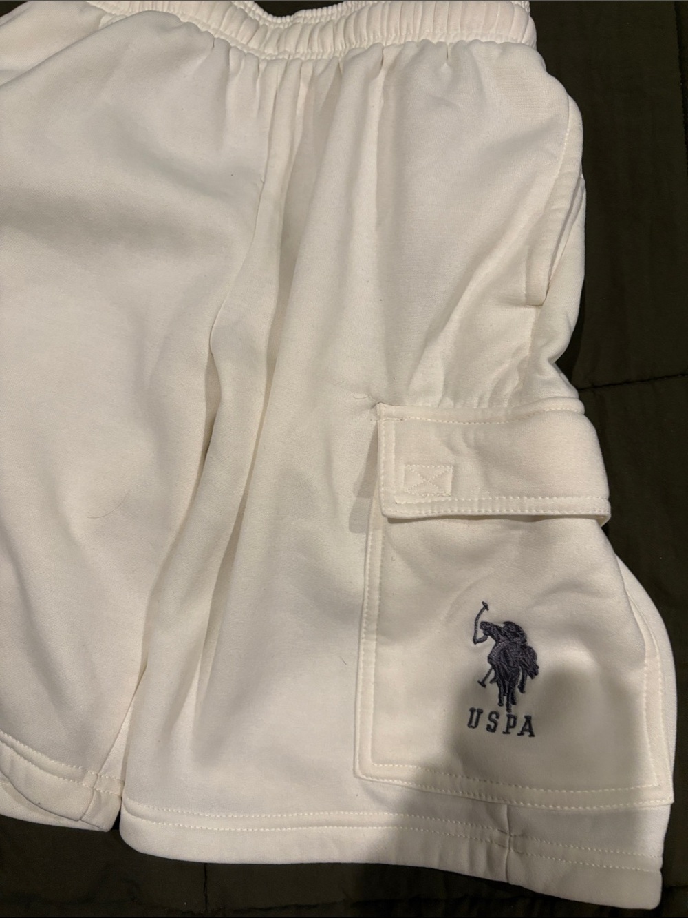 U.S. Polo Assn. White Men's Cargo Shorts with Embroidered Logo
